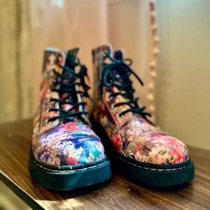 T.U.K. Anarchic Floral Combat Boots